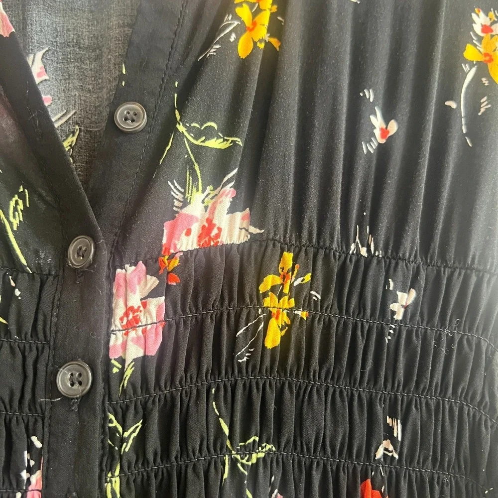 Free‎ People Mini Floral Print Boho Dress - Size XS - Elastic Waist